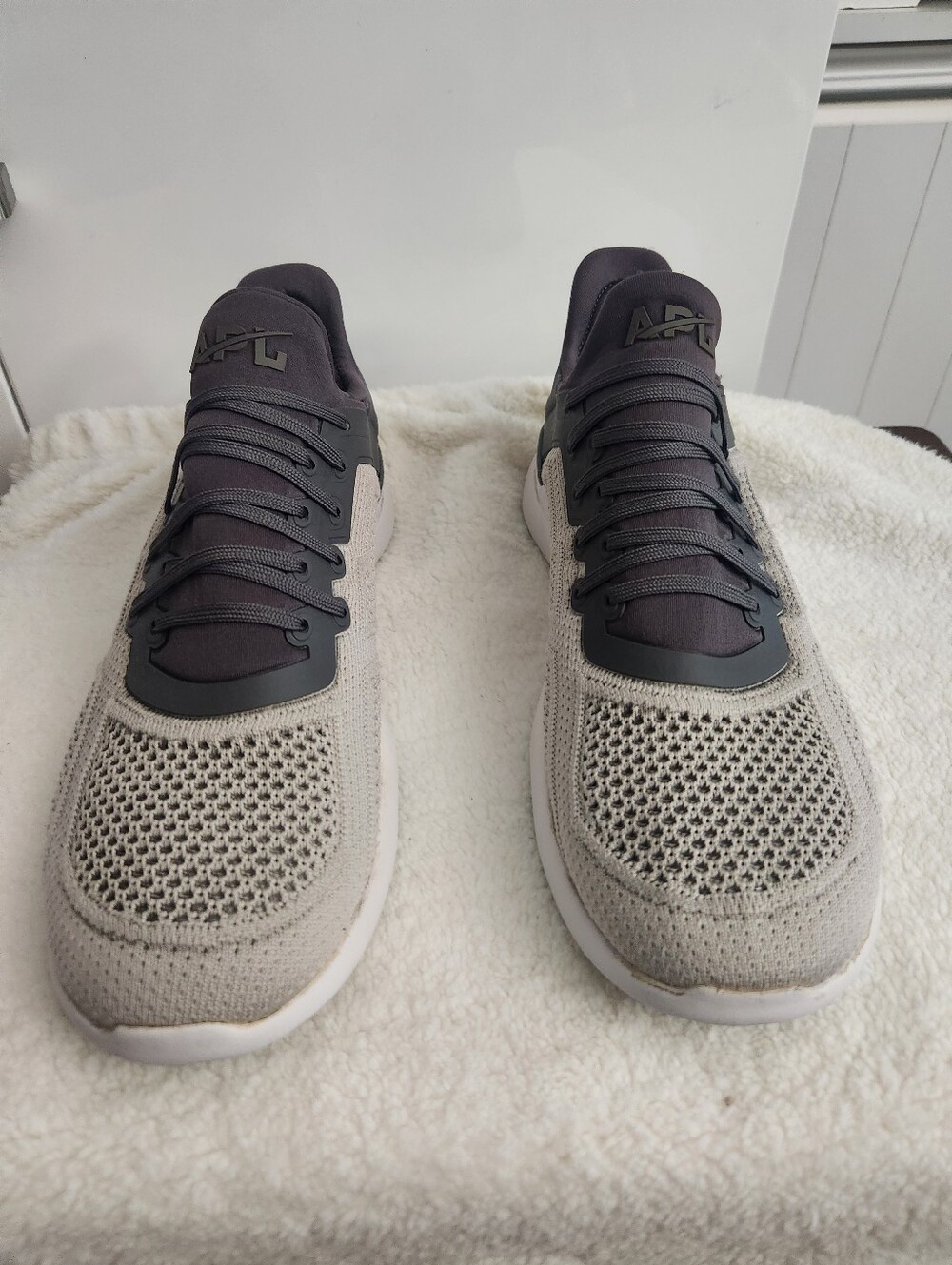 APL Men's Knit Athletic Sneakers in Light Gray and Charcoal - Picture 2 of 6